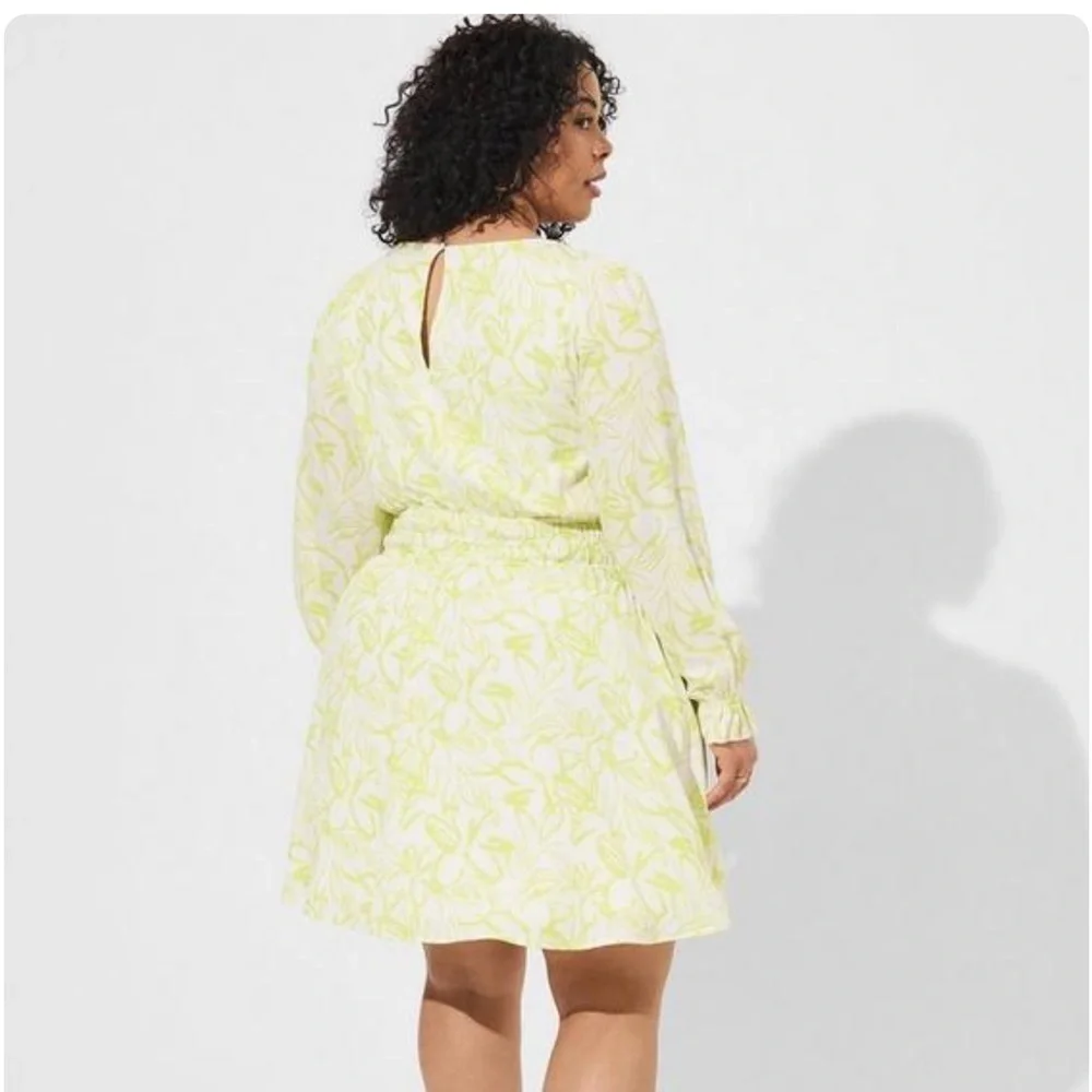 TORRID lime green and cream Mini Wash Gauze Wide Waist Skater Dress